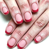 24pcs/Set Short Square Bright Red French Tip Press On Nails