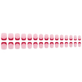 24pcs/Set Short Square Bright Red French Tip Press On Nails