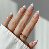24pcs/Set Medium White Almond Press On Nails