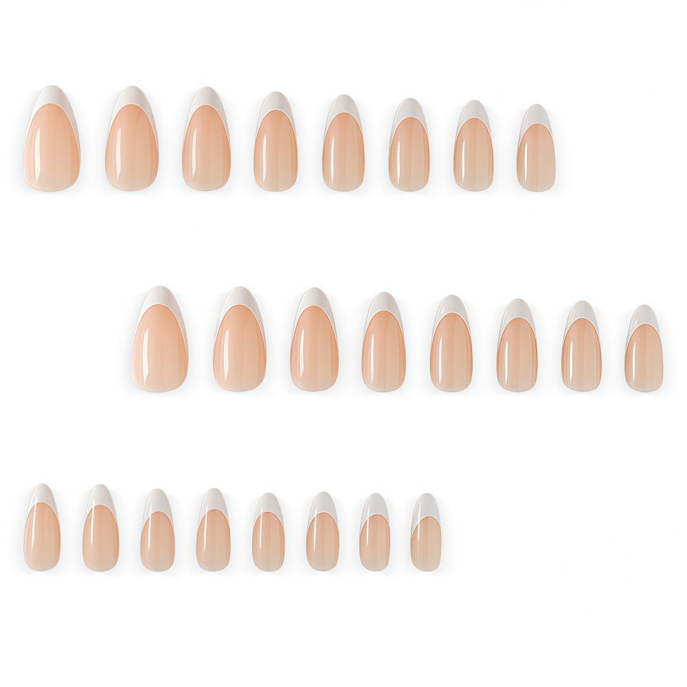 24pcs/Set Medium White Almond Press On Nails