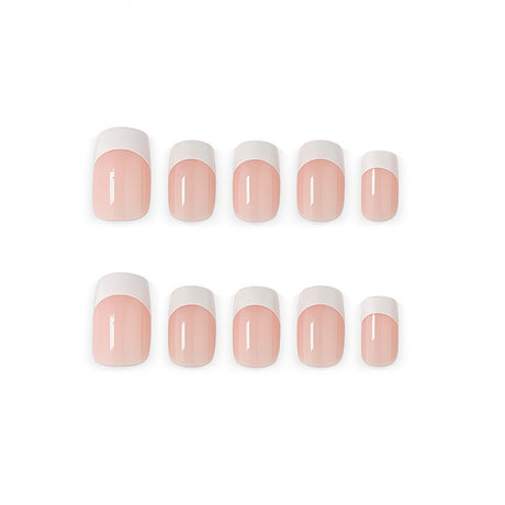 24pcs/Set Medium Square White French Press On Nails