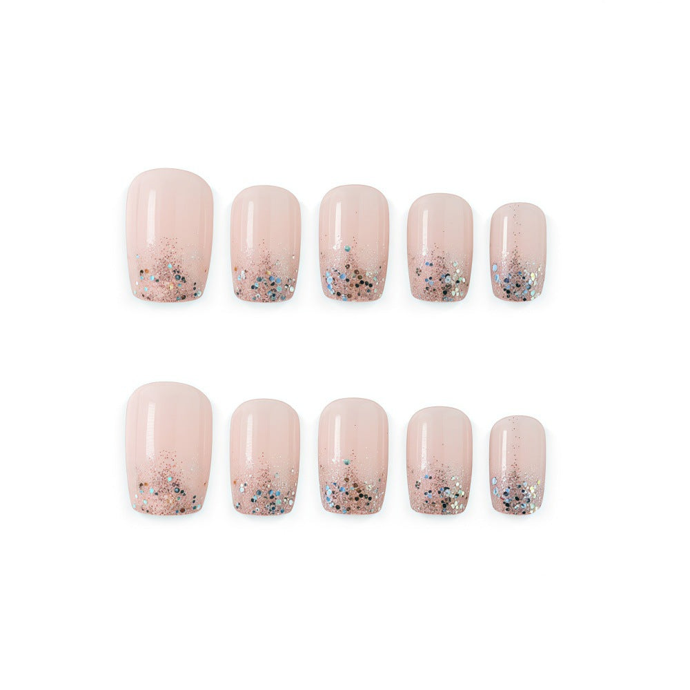 24pcs/Set Nude Pink Gradient French Medium Square Press On Nails