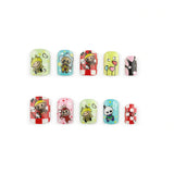 24pcs/Set Cartoon Labubu Short Squoval Press On Nails