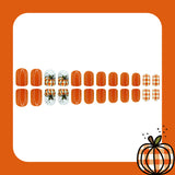 24pcs/Set Fall Thanksgiving Plaid Pumpkin Short Square Press On Nails