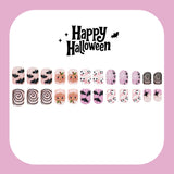 24pcs/Set  Halloween Pumpkin Ghost Bat Short Square Press On Nails