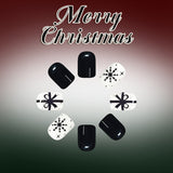 24pcs/Set Short Square Black-White Snowflake Bow Press On Nails