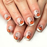 24pcs/Set Short Square Fall Winter White French Pumpkin Press On Nails