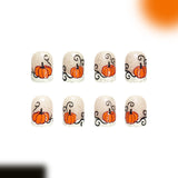 24pcs/Set Short Square Fall Winter White French Pumpkin Press On Nails