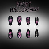 24pcs/Set Medium Almond Purple Ombre Spider Web Halloween Press On Nails