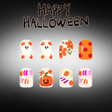24pcs/Set Short Square Pumpkin Floral Polka Dot Halloween Press On Nails