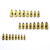 24pcs/Set Dark Cat Eye Green Pupil Medium Almond Press On Nails