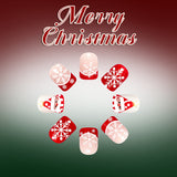 24pcs/Set Short Square Christmas Tree Red French Snowflake Press On Nails