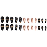 24pcs/Set Leaf French Matte Medium Almond Press On Nails