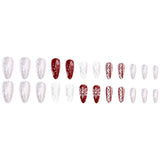 24pcs/Set Christmas Silver Snowflake Medium Almond Press On Nails